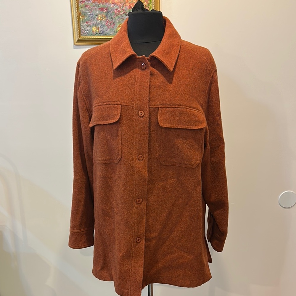Avenue Women's 100% Flannel Wool Rust jacket size 14/16